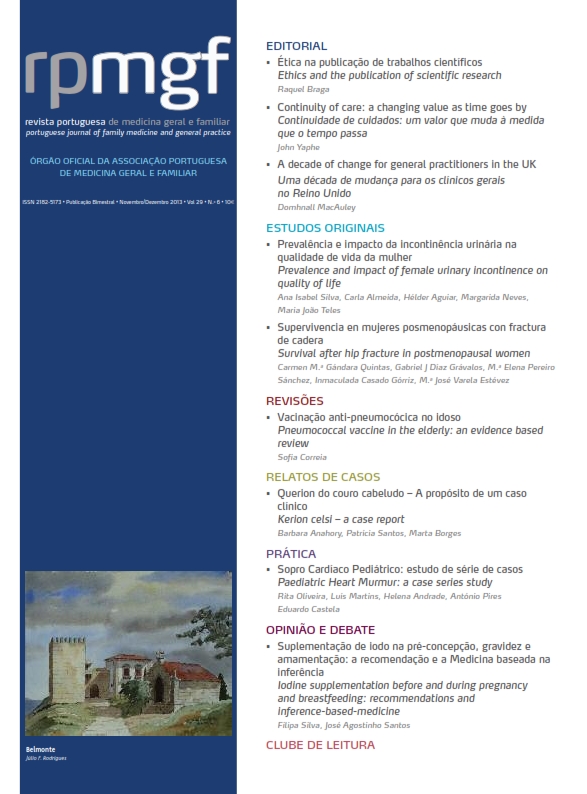 					Ver Vol. 29 N.º 6 (2013): Revista Portuguesa de Medicina Geral e Familiar
				